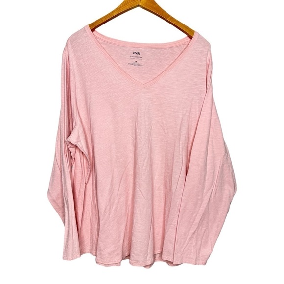 Evri Everyday Tee Women’s Long Sleeve Relaxed Fit Pink Top Size 3X - Picture 1 of 4